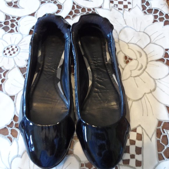 Burberry Black Patent Leather Gray Nova Check Quilted Ballet Flats Size 36.5B - Picture 12 of 16